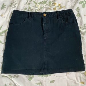 Black Cotton Mini Skirt